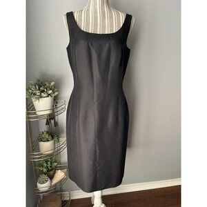 Liz Claiborne Little Black Sheath Dress 8 Womens Scoop Neck Zip Back